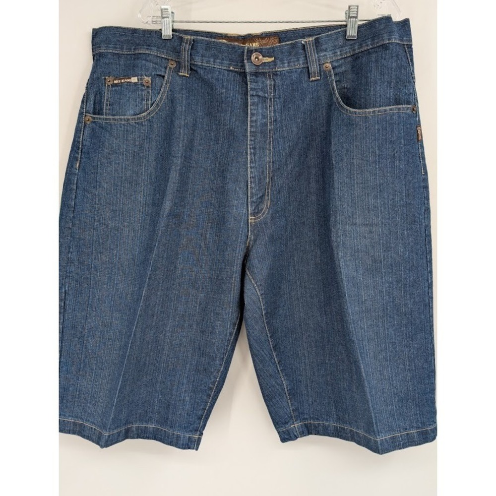 Y2K Noiz Embroidered Baggy Denim Jean Shorts Men's Skater Wide Leg‎ sz 42